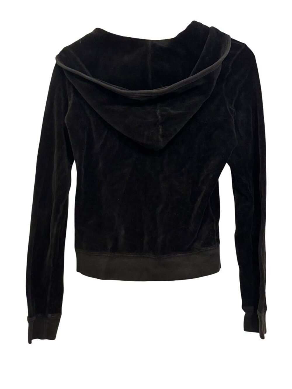 Y2K vintage Juicy Couture Black Velour Zip-Up Hoodie With Fron Size M - Picture 6 of 6
